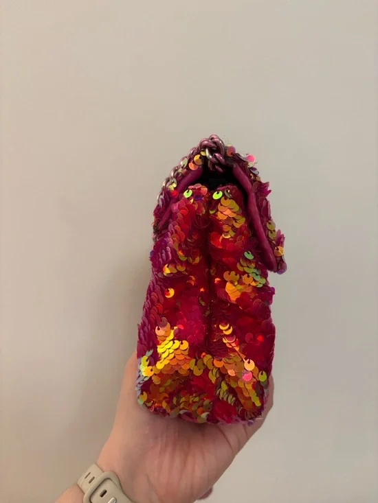 Kurt Geiger Pink and Gold Sequin Chain Crossbody Bag - Picture 15 of 16